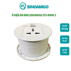Ổ điện âm bàn Sinoamigo STS-R90W-2, hai màu đen/ trắng (gồm 1 ổ điện, 1 ổ USB-A, 1 ổ cắm USB-C). Hàng chính hãng
