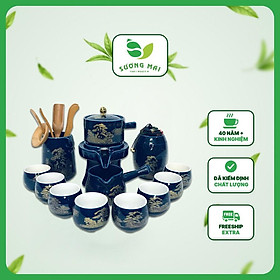 Mua Bộ Ấm Chén Trà Đạo Cối Xay SƯƠNG MAI Ấm Pha Trà Xanh Ngọc Lục Bảo Hoạ Tiết Cây Lộc Vàng Sang Trọng 9 - 13 Chi Tiết