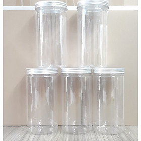 Set 5 hộp Hộp Nhựa, Hũ Nhựa 1000ML nắp nhôm vặn đựng đồ khô, ngủ cốc, thực phẩm