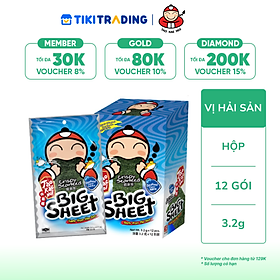 Hộp 12 Gói Rong biển TaoKaeNoi BIG SHEET Vị Hải Sản