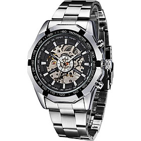 WINNER Fashion Semi-Automatic Mechanical Watch Waterproof Skeleton See-through Dial Hand-winding Top Luxury Brand Men