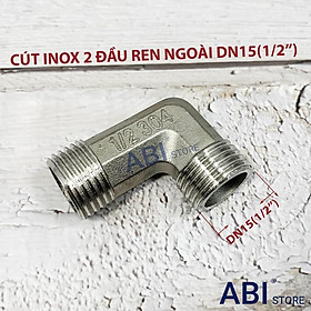 Cút 2 đầu ren ngoài dn15(1/2''), cút góc inox 21 loại đẹp