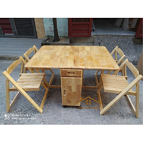 Mua Bộ Bàn Ăn 4 Ghế Xếp Gọn Gỗ Xuất Khẩu Màu Tự Nhiên