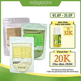 Combo 3 Gói Bột Trà Xanh, Cám Gạo Và Khoai Tây Thiên Nhiên Milaganics (100g/gói)