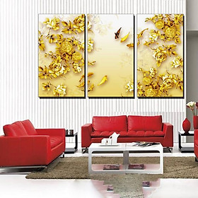 Tranh Canvas treo tường nghệ thuật | Bộ 3 bức chữ nhật| HLB_079