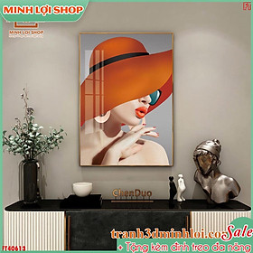 Tranh cô gái tráng gương pha lê hiện đại trang trí phòng khách,không gian tặng tân gia TẶNG KÈM ĐINH TREO GIRL021