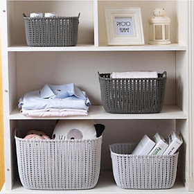 Rổ mây Đan bằng nhựa 3 cỡ phong cách Hàn quốc