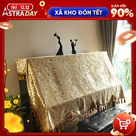 Mua Khăn Phủ Trùm Qua Nắp Phím Đàn Piano Nhung Vàng Thêu Hoa - KC-09