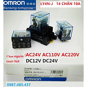 Mua Relay trung gian LY2N AC220/240: Số chân: 8 chân  2 cặp tiếp điểm  chịu tải 10A  Đế PTF08A-E