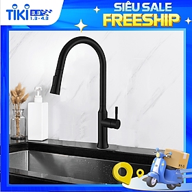 Mua Vòi Rửa Chén Nóng Lạnh Pull-down Ecalite EF-K134B - Có Dây Rút - Điều Chỉnh Tia Nước - Đồng Thau Sơn Đen - Hàng Chính Hãng