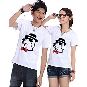 Bộ Áo Thun Đôi Nam Nữ Boss Dog Màu Trắng