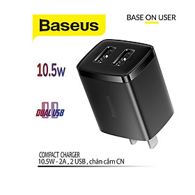 Củ Sạc Đa Năng 2 Cổng Sạc Baseus Compact Charger 10.5W- Hàng Nhập Khẩu