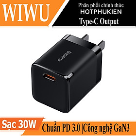 Cóc củ sạc Type C sạc nhanh 30W chuẩn PD 3.0 Type-C hiệu Baseus GaN3 Quick Charger 1C cho iPhone / iPad / Smartphone Android (công nghệ GAN thế hệ 3, chip BPS 2.0, công nghệ tản nhiệt BCT) (giao màu ngẫu nhiên) - hàng nhập khẩu