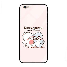 Ốp lưng kính cường lực cho iPhone 6 Plus /6s Plus Nền Don't worry - Hàng Chính Hãng