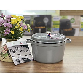 NỒI GANG STAUB COCOTTE MÀU XÁM 24CM – 4,7L Hàng Chính Hãng