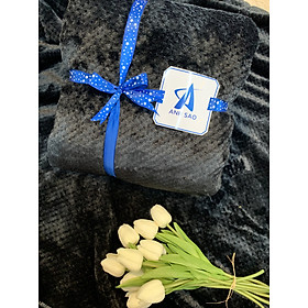 Mền lông cừu vân hạt bắp vải microfiber cao cấp A 1m6x2m  - mềm mại, ấm áp, thấm hút tốt