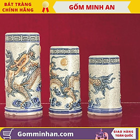 Mua Ống Hương Thờ Ống Đựng Hương Thờ Sứ Men Rạn Đắp Nổi Cao Cấp- Nghệ Nhân Phạm Đạt Bát Tràng- Gốm Minh An
