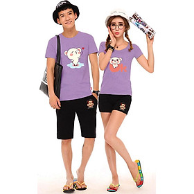 Áo Thun Đôi In Họa Tiết Love -Ok Độc Lạ - Màu Tím