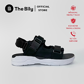 Giày Sandal Nam Nữ Unisex The BiLy Quai Ngang Dây Dù Đế IP Siêu Êm Nhẹ Đế Trăng Màu Đen- BLDT07 Đen