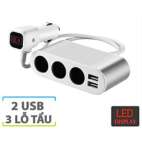 Mua Cóc sạc nhanh xe ô tô 3 cổng tẩu và 2 cổng usb có đèn led hiển thị