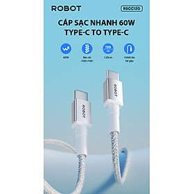 Mua Cáp sạc nhanh ROBOT RSCC120 Công suất 60W Đầu sạc Type C to Type c Dài 120cm - HÀNG CHÍNH HÃNG