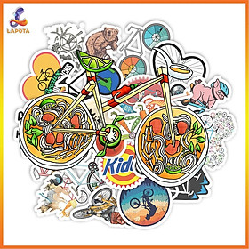 Set 50 cái Sticker Xe Đạp dán mũ bảo hiểm, hình dán bike chống nước, decal trang trí xe đạp