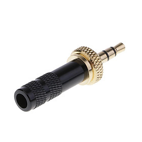 3- 3.5mm Screw Lock Stereo Jack Male Plug Metal Audio Solder Adapter black