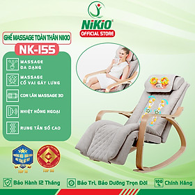 Ghế Massage Toàn Thân Nikio NK-155 - Kỹ Thuật Mát Xa Shiatsu Nhật Bản, Xoa Bóp Chuyên Sâu, Công Nghệ Rung Tần Số Cao Kết Hợp Nhiệt Hồng Ngoại Tân Tiến - Ghế Bập Bênh Thư Giãn, Giảm Stress Tại Nhà - Cải Thiện Sức Khỏe Và Chất Lượng Giấc Ngủ