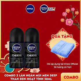 Combo 2 Lăn Ngăn Mùi NIVEA MEN DEEP Than Đen Hoạt Tính 50ml - 80031