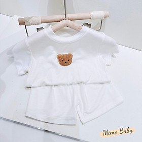 Bộ quần áo thun lạnh cộc tay đính gấu thêu đáng yêu cho bé QA78 Mimo Baby
