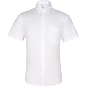 Áo sơ mi nam tay ngắn form slim trắng trơn Khatoco A1MN438S1-CNTR001-2102-N
