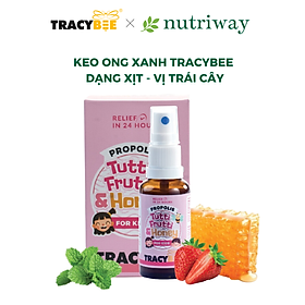 Xịt keo ong xanh Tracybee Nutriway giúp cắt cơn ho, viêm họng, hô hấp an toàn trẻ em từ 1 tuổi vị trái cây 30ml