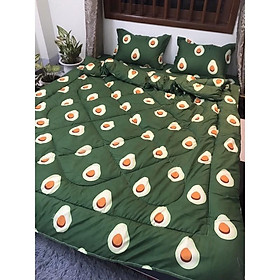 Bộ 5 ga gối và chăn phao poly cotton chần bông dày loại 1 mềm êm được chọn mẫu