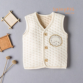 Áo khoác gile trần bông cho bé 0-3 tuổi 100% cotton hữu cơ tự nhiên không chất tẩy nhuộm cực kỳ mềm mại và ấm áp