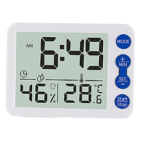 Digital Display Humidity Thermometer Measure Alarm Clock Time Black