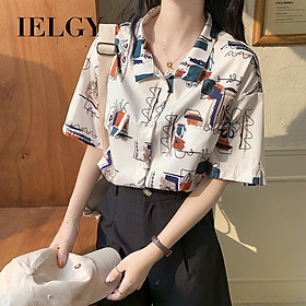 Áo Sơ Mi Tay Ngắn In Họa Tiết Độc Đáo Phong Cách Retro Hồng Kông