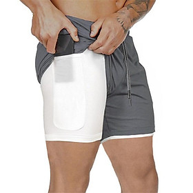 Men 2-in-1 Workout Running Shorts Sport Hip Fitness Lightweight Gym Yoga Training Sport Wear Tie Belt Waist Hot Pants