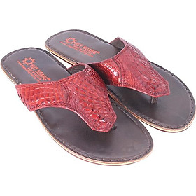 Dép Nam Da Cá Sấu Huy Hoàng HT7222 - Nâu Đỏ