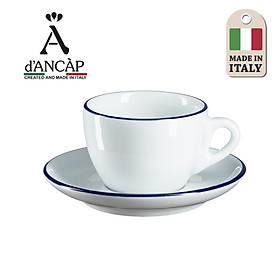 Bộ đĩa và ly sứ cà phê Ancap Cappuccino180ml vẽ tay lên viền