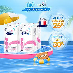 Combo 4 Hộp Vitamin Bầu Tổng Hợp ELEVIT Bổ Sung Vitamin và Khoáng Chất Cho Phụ Nữ Mang Thai và Sau Sinh Hộp 30 Viên x4