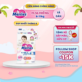 Tã/bỉm dán Merries size M - 56 miếng (dành cho bé từ 6 - 11kg)