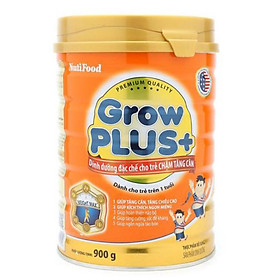 Sữa bột NutiFood Grow Plus+ cam 900g - cho trẻ chậm tăng cân