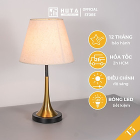 Đèn Ngủ Để Bàn HUTA Light For Life T5 Thép Mạ Đồng, Sang Trọng Decor Trang Trí Phòng Ngủ Khách Sạn, Điều Chỉnh Độ Sáng, Ánh Sáng Vàng