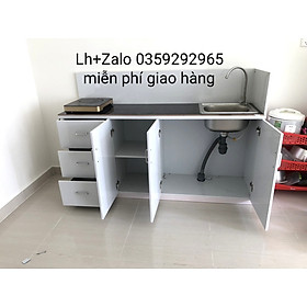 Mua Tủ bếp mini nhựa đài Loan ốp mặt gạch sẵn bồn rửa có vách ngăn