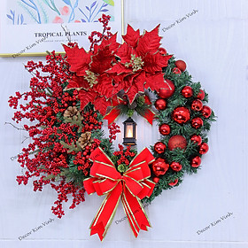 Mua Vòng Nguyệt Quế 50cm  Vòng hoa Noel D150 Có Đèn Vòng Hoa Trang Trí Noel