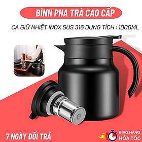 Mua Ấm pha trà giữ nhiệt cao cấp inox 316 1L - Bình giữ nhiệt đựng nước nóng tiện lợi