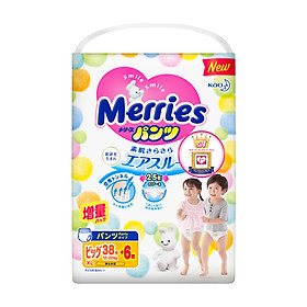 Combo 2 Tã bỉm quần Merries size XL - 38 + 6 miếng Cho bé 12 - 22kg