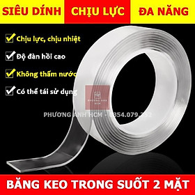 Băng Keo Nano Dán 2 Mặt Trong Suốt / Băng Dính 2 Mặt Đa Năng - Dán Tường Treo Đồ, Treo Tranh Ảnh, Cố Định Vật