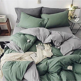 Bộ Chăn Ga Cotton Tici Phối Màu, Vải Mềm,Mát,