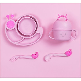 Bộ dụng cụ bàn ăn cho bé, bộ bát đĩa ăn dặm cho bé chất liệu lúa mạch an toàn sức khỏe